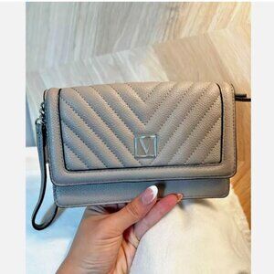 Victoria's Secret Wristlet Wallet Clutch w/ Strap - Gray